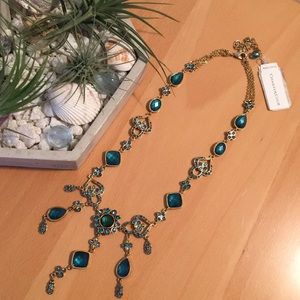 Unworn Blue Frontal Drop Statement Necklace